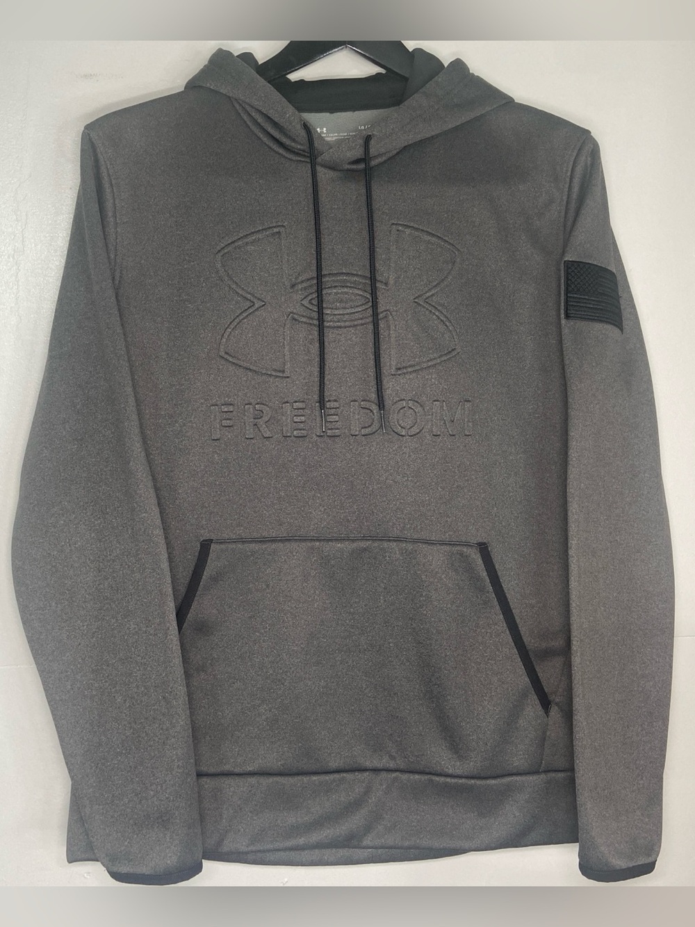 Under Armour Freedom Sweatshirt Mens Large American Flag Gray Hoodie Loose